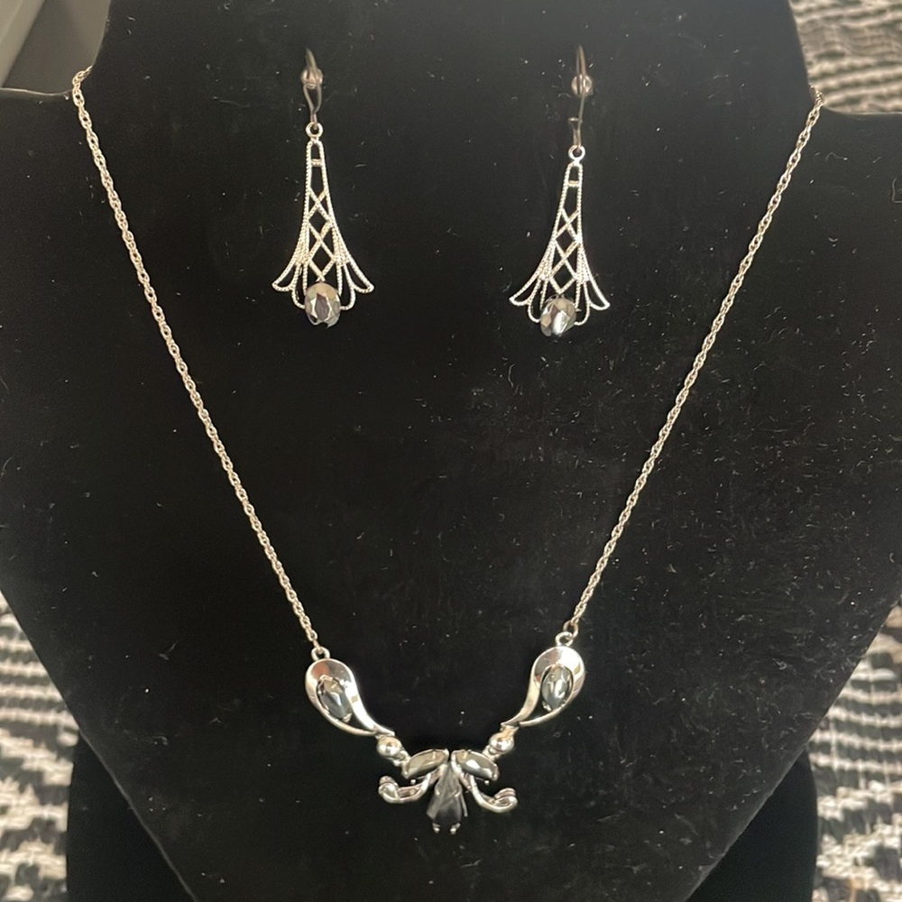 🖤vintage Black Alaskan Diamond Set titan stirling